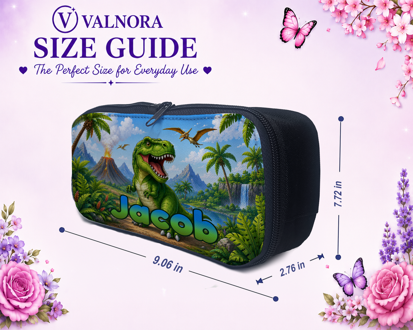 Personalized Dinosaur Pencil Case | Custom School Pencil Pouch