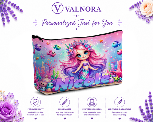 Personalized Mermaid Pencil Pouch | Custom Pencil Case for Kids