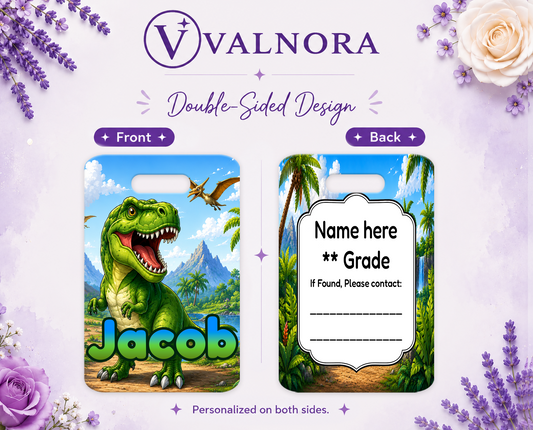 Personalized Dinosaur Backpack Tag | Custom School Bag Name Tag (Copy)