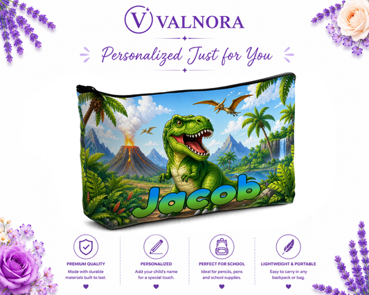 Personalized Dinosaur Pencil Pouch | Custom Pencil Case for Kids