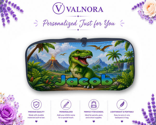 Personalized Dinosaur Pencil Case | Custom School Pencil Pouch