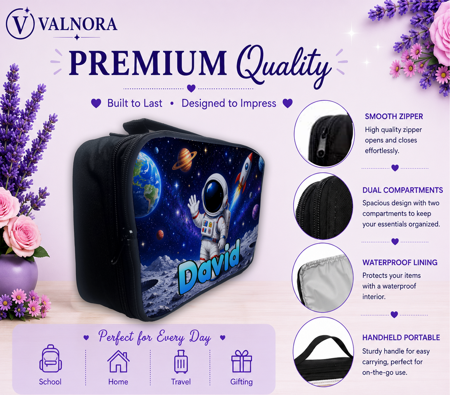 Personalized Space Lunch Bag for Kids | Insulated School Lunch Bag