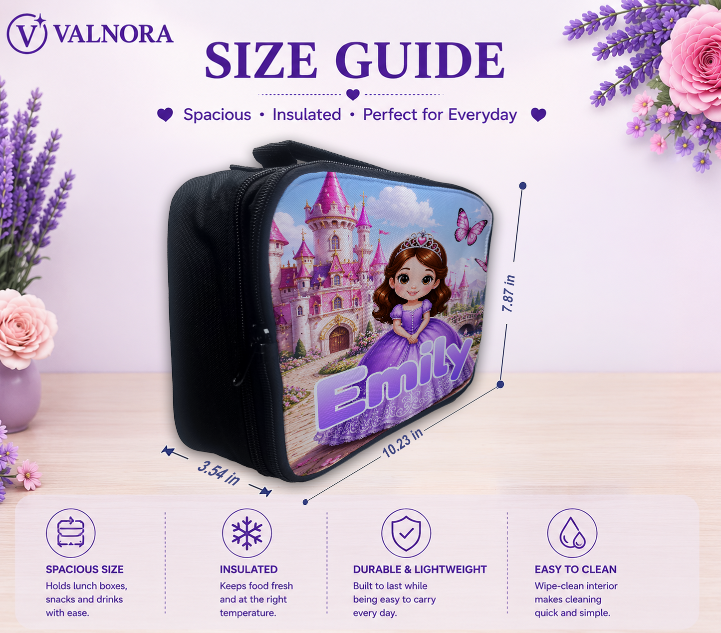 Personalized Princess Lunch Bag for Kids | Insulated School Lunch Bag