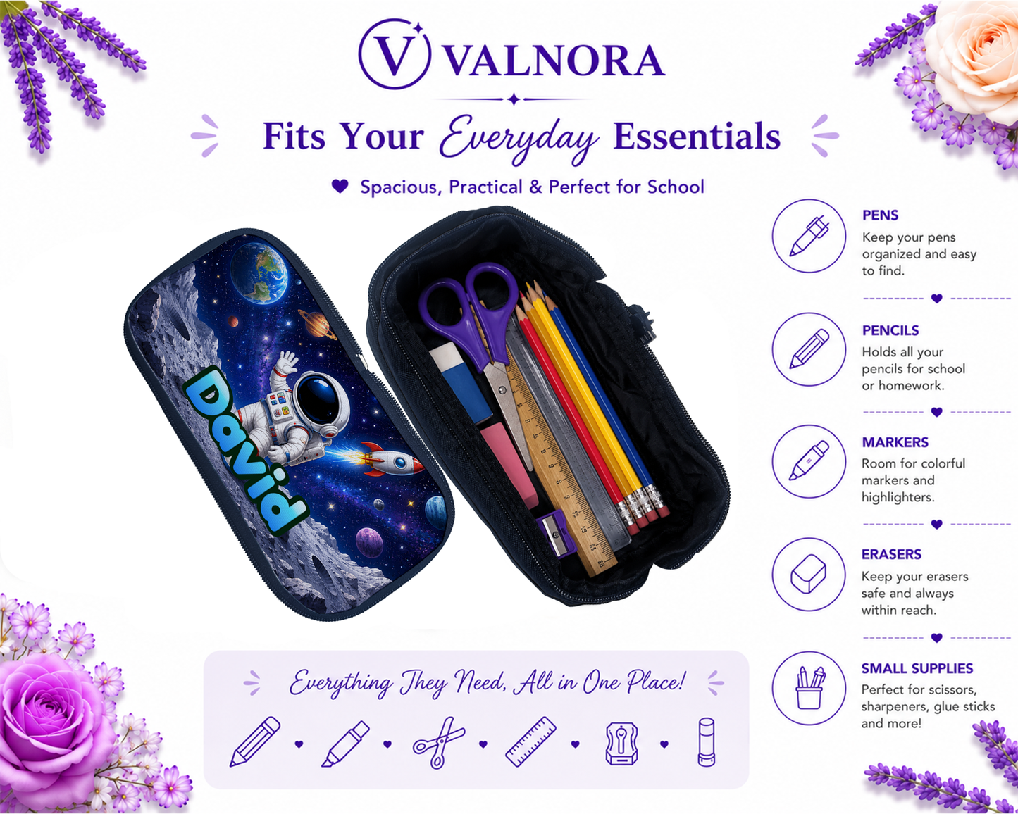 Personalized Space Pencil Case | Custom School Pencil Pouch