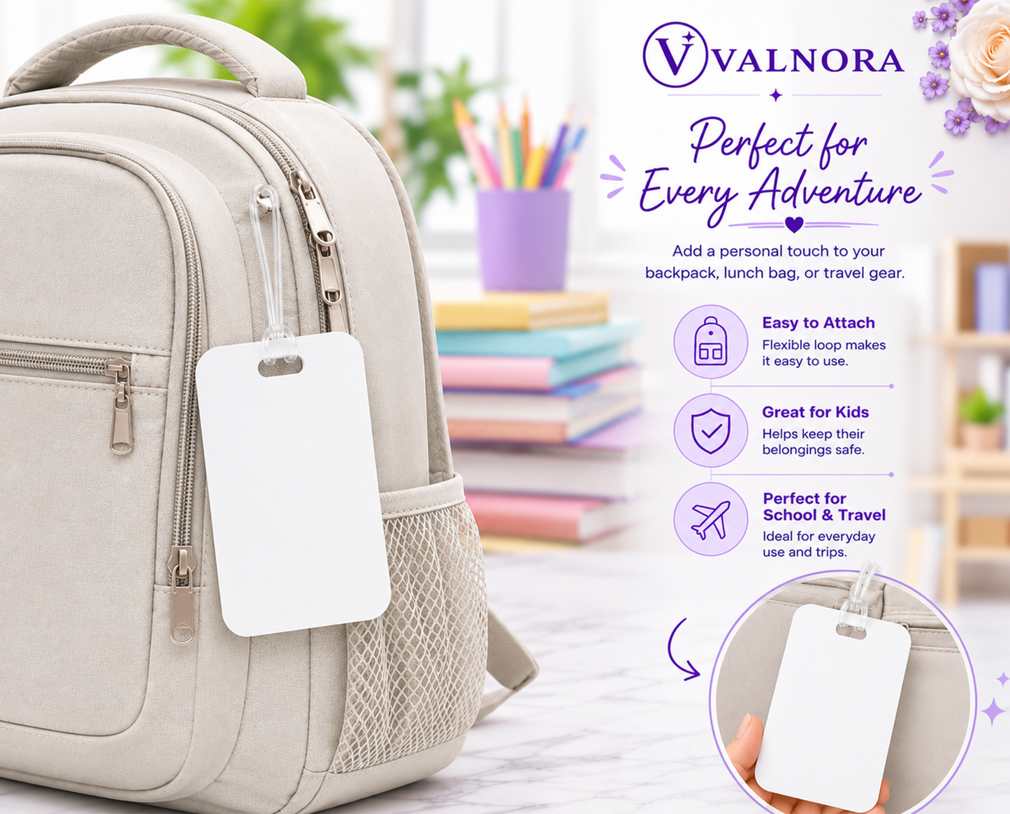 Personalized Princess Backpack Tag | Custom School Bag Name Tag
