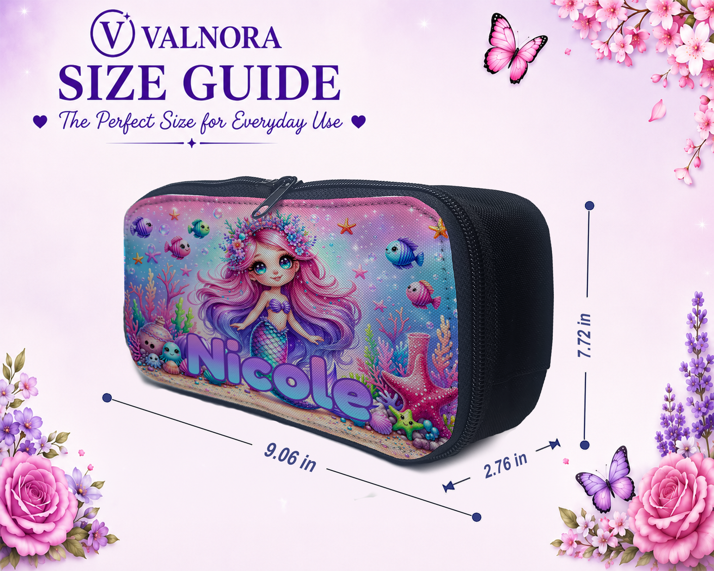 Personalized Mermaid Pencil Case | Custom School Pencil Pouch