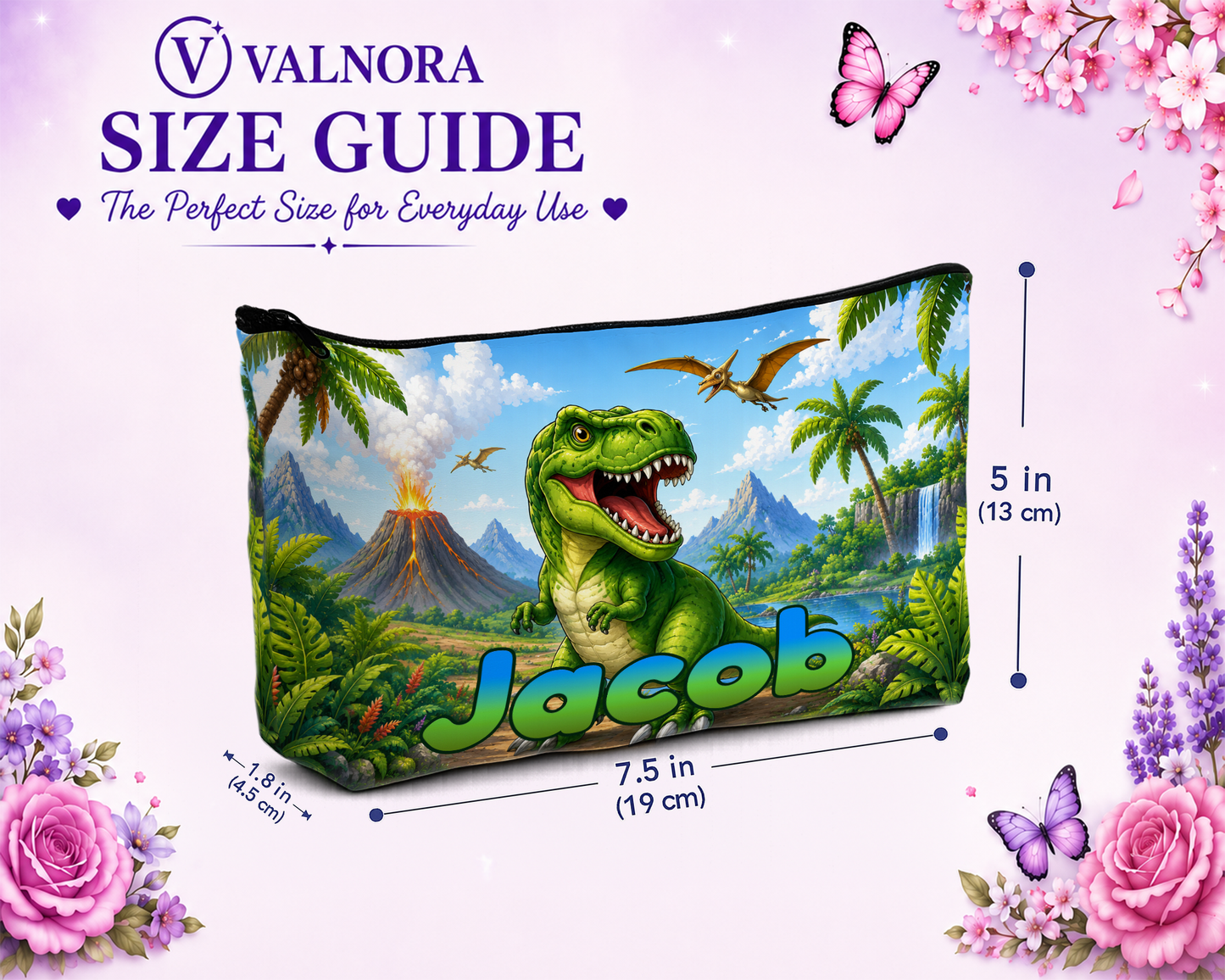 Personalized Dinosaur Pencil Pouch | Custom Pencil Case for Kids