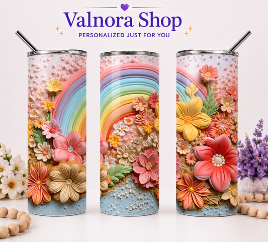 Rainbow Floral 20oz Skinny Tumbler