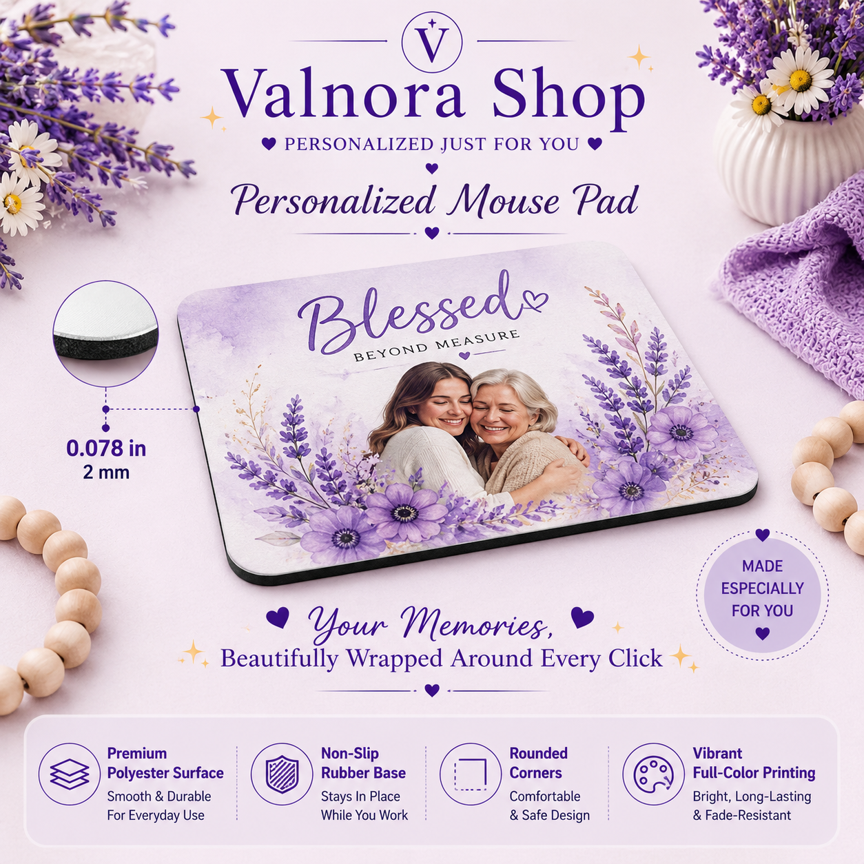 Personalized Photo Mouse Pad – Custom Picture Mouse Pad – Personalized Desk Gift – Custom Office Mouse Pad – Upload Your Photo