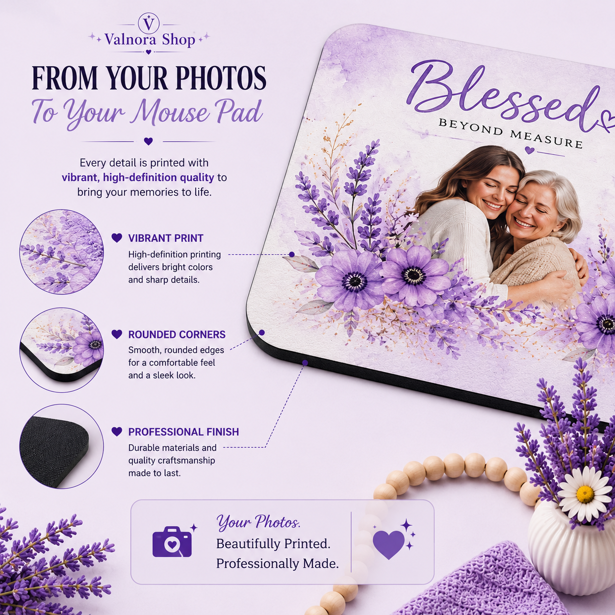 Personalized Photo Mouse Pad – Custom Picture Mouse Pad – Personalized Desk Gift – Custom Office Mouse Pad – Upload Your Photo