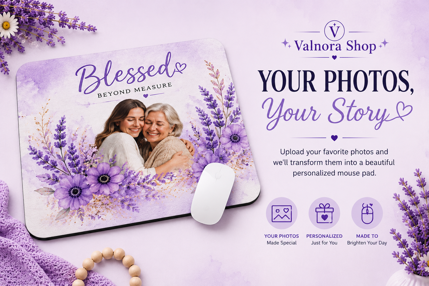 Personalized Photo Mouse Pad – Custom Picture Mouse Pad – Personalized Desk Gift – Custom Office Mouse Pad – Upload Your Photo