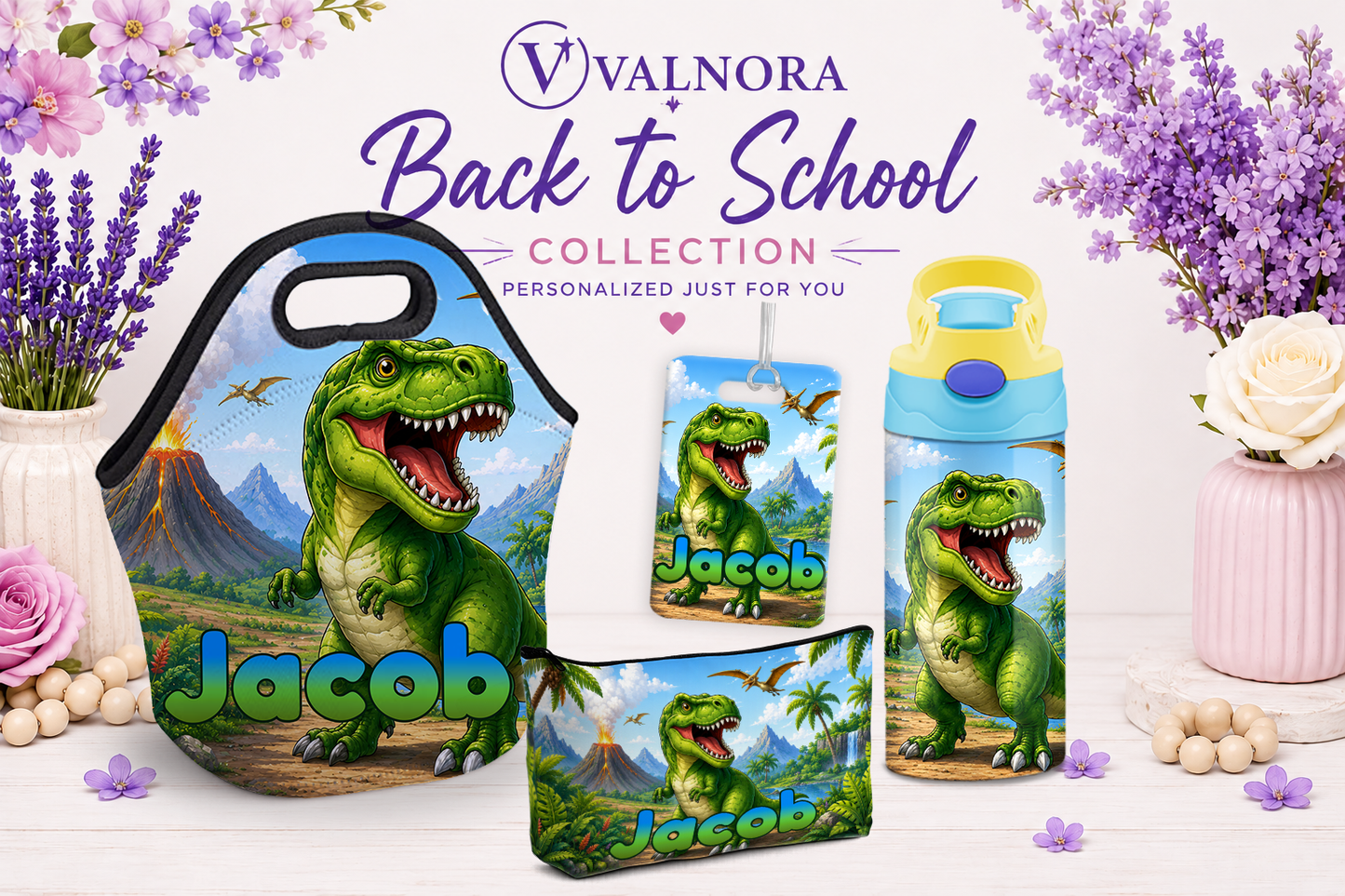 Dinosaur Back to School Bundle | 4-Piece Personalized School Set