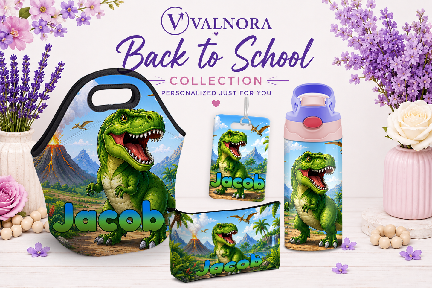 Dinosaur Back to School Bundle | 4-Piece Personalized School Set