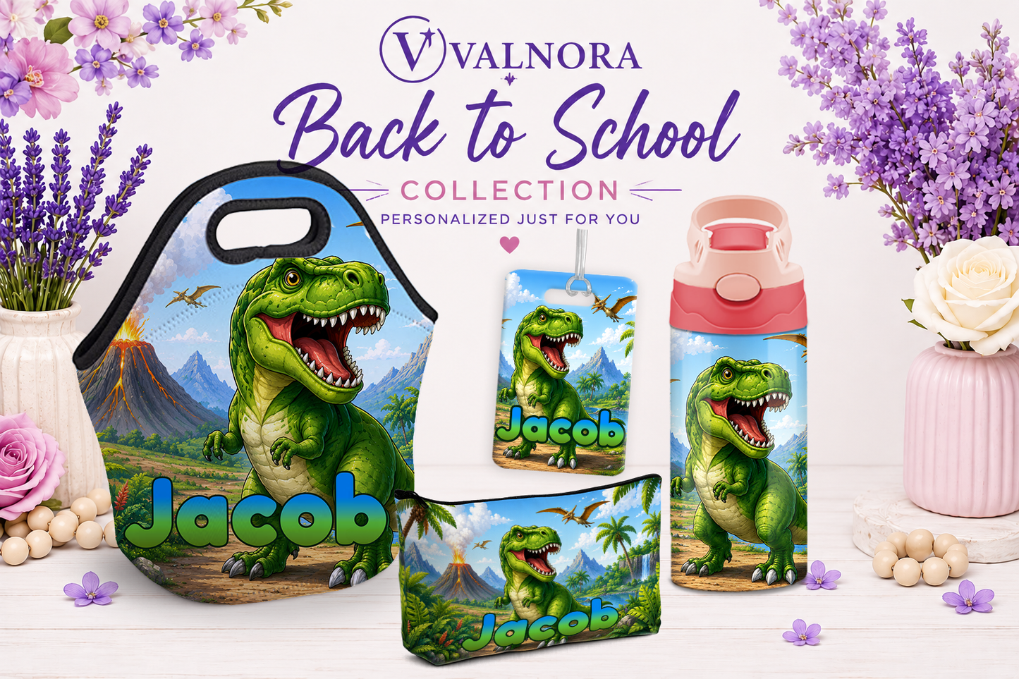 Dinosaur Back to School Bundle | 4-Piece Personalized School Set