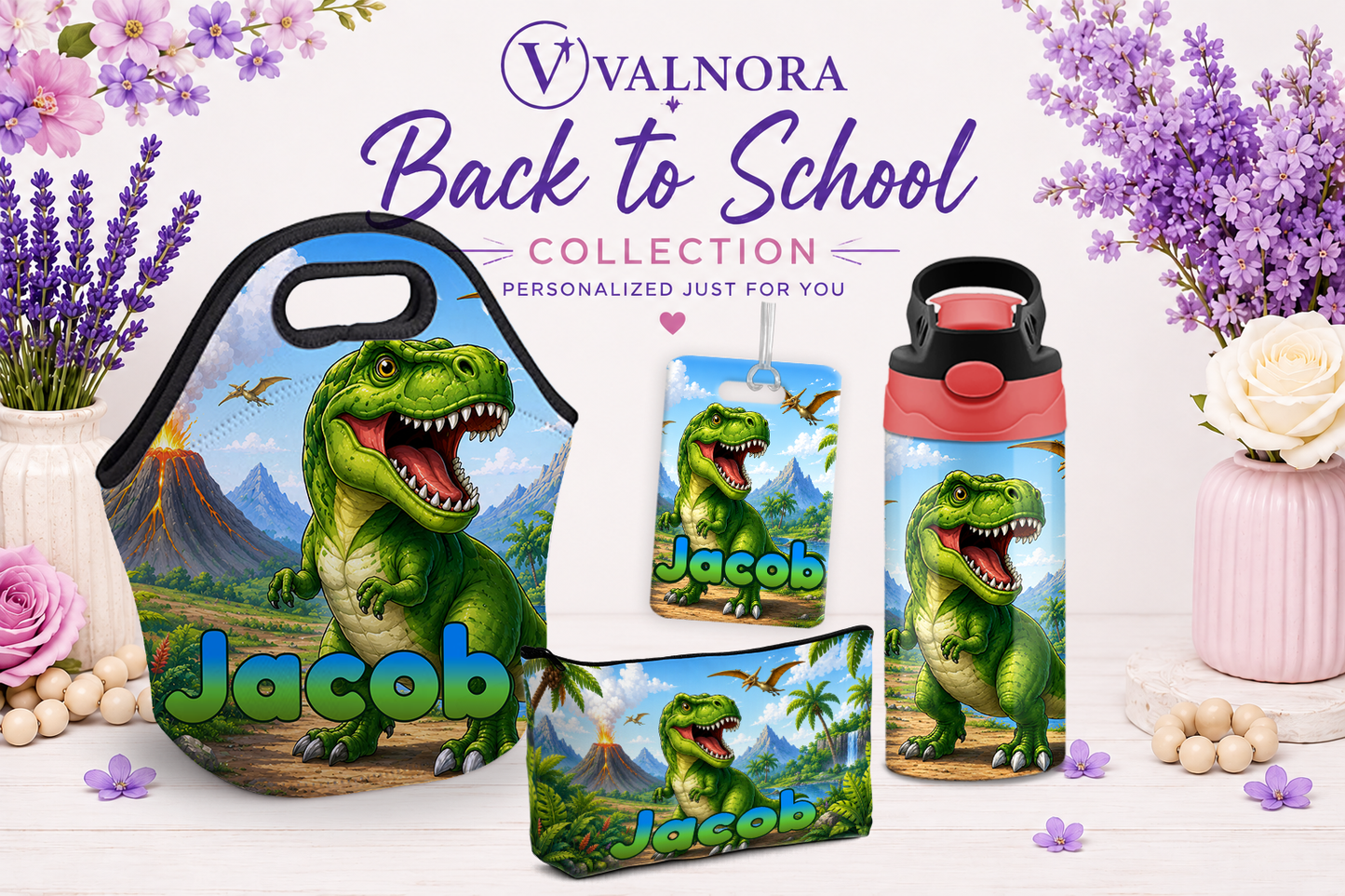 Dinosaur Back to School Bundle | 4-Piece Personalized School Set