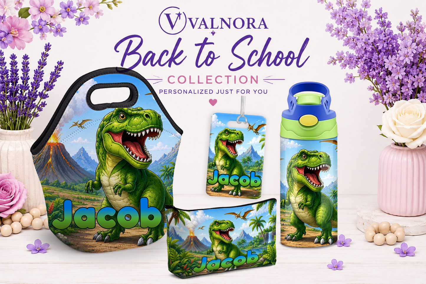 Dinosaur Back to School Bundle | 4-Piece Personalized School Set