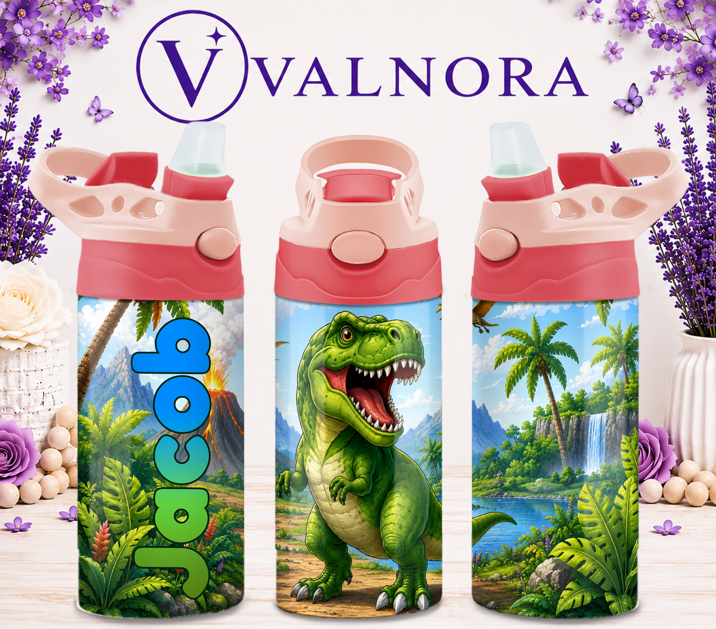 Personalized Dinosaur Kids Tumbler | Custom 12 oz Stainless Steel Cup
