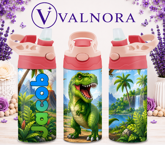 Personalized Dinosaur Kids Tumbler | Custom 12 oz Stainless Steel Cup