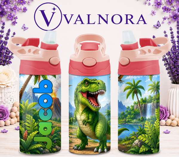 Personalized Dinosaur Kids Tumbler | Custom 12 oz Stainless Steel Cup