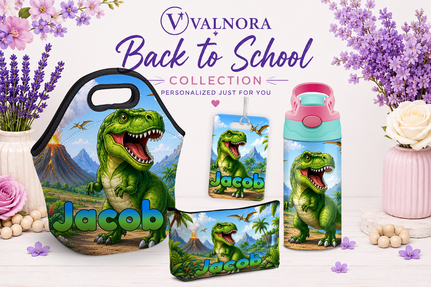 Dinosaur Back to School Bundle | 4-Piece Personalized School Set