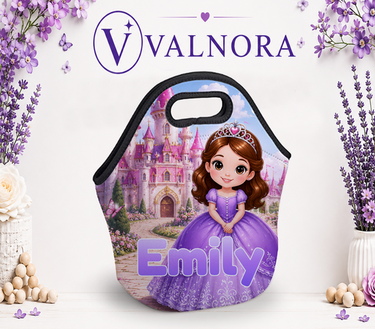 Personalized Princess Lunch Bag with Name | Custom Kids Neoprene Lunch Box
