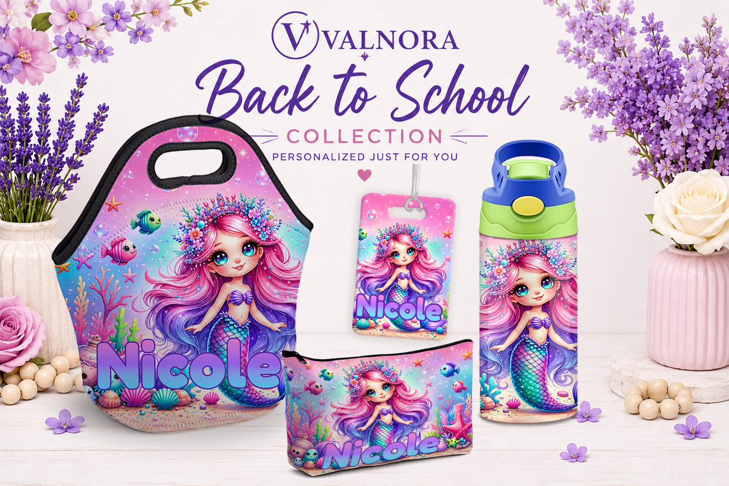 Mermaid Back to School Bundle | 4-Piece Personalized School Set