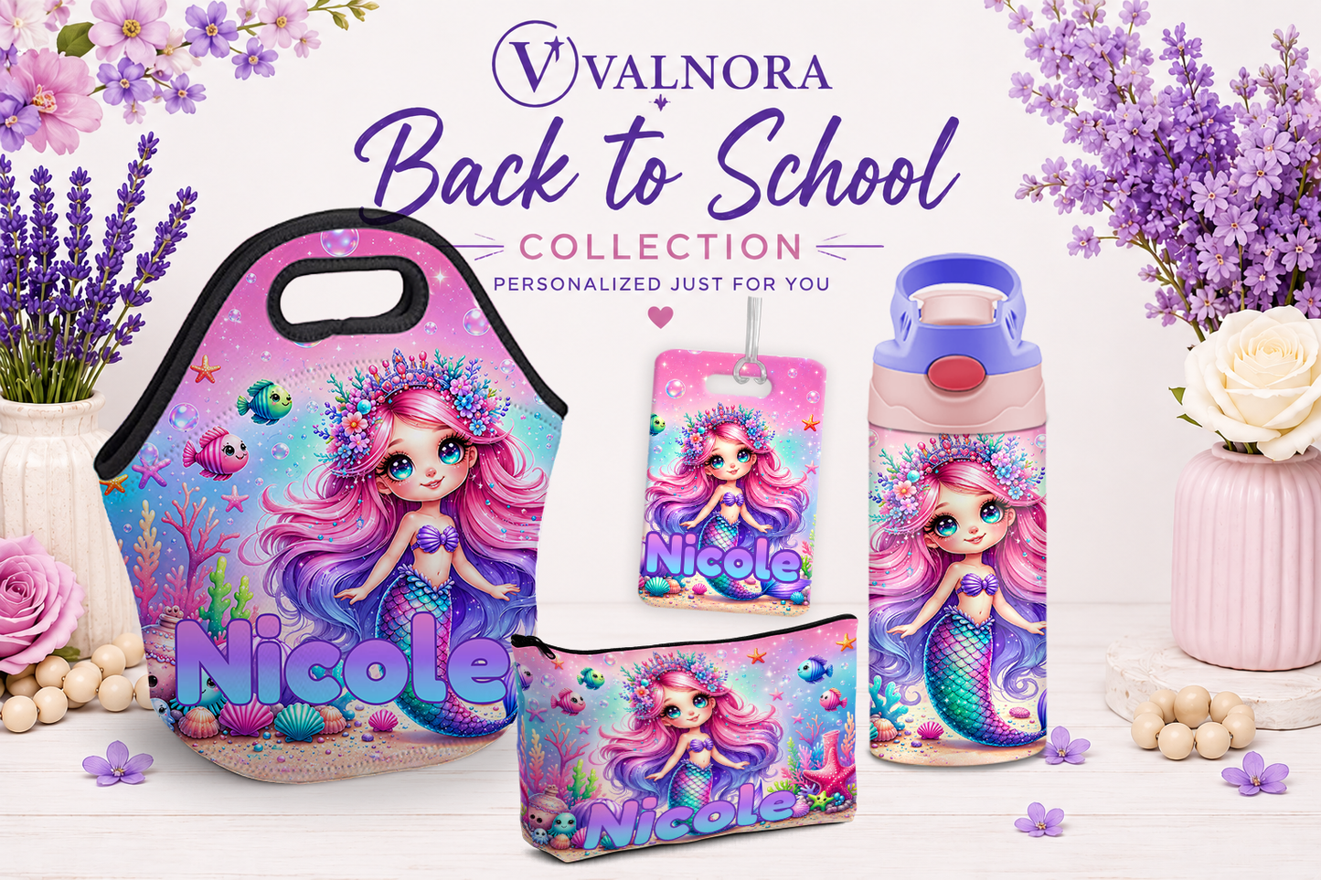 Mermaid Back to School Bundle | 4-Piece Personalized School Set