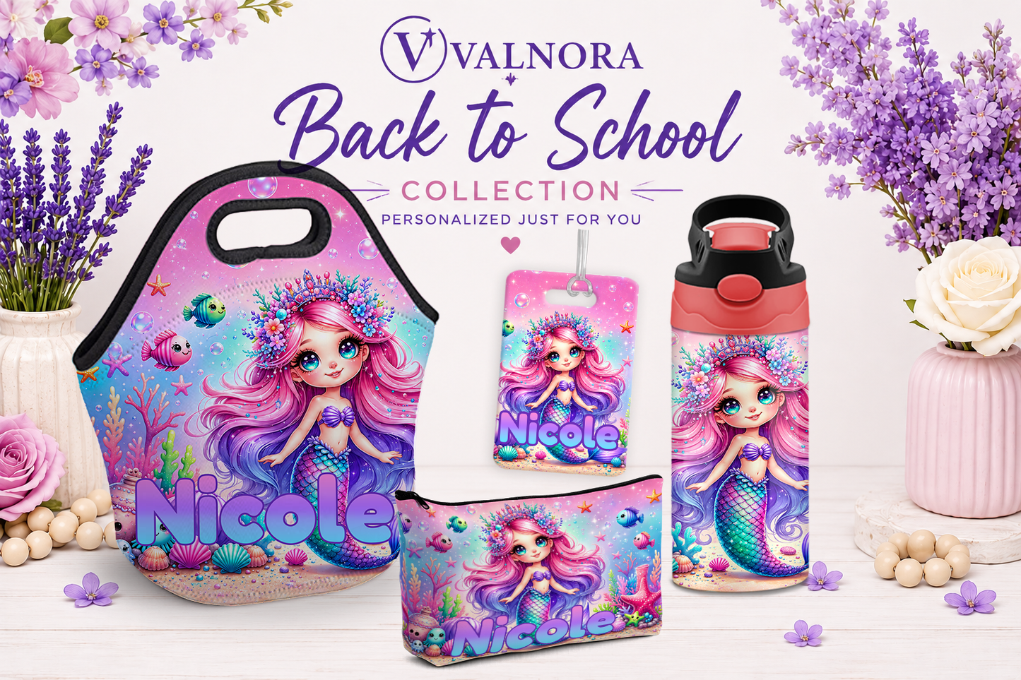 Mermaid Back to School Bundle | 4-Piece Personalized School Set