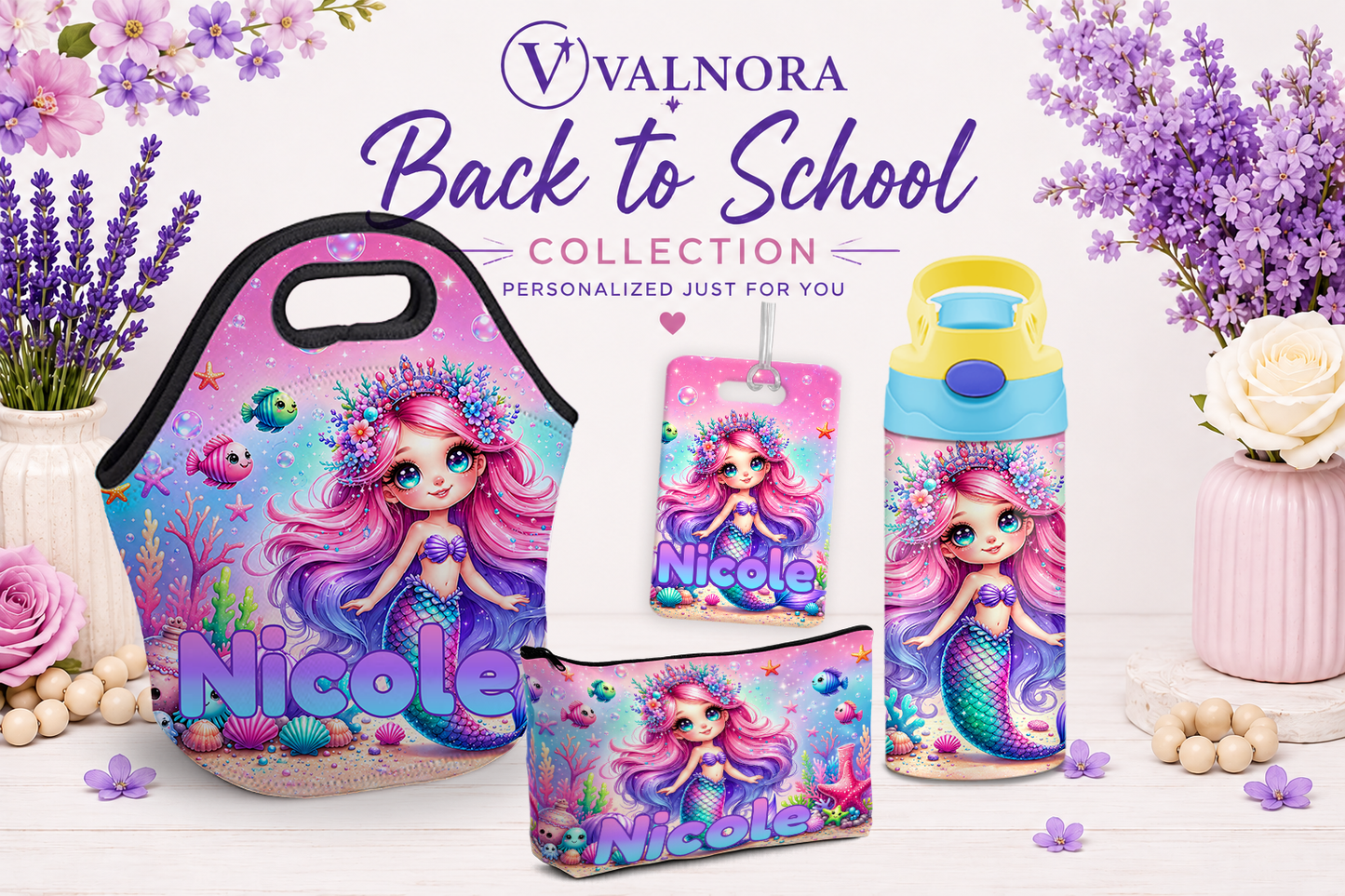 Mermaid Back to School Bundle | 4-Piece Personalized School Set