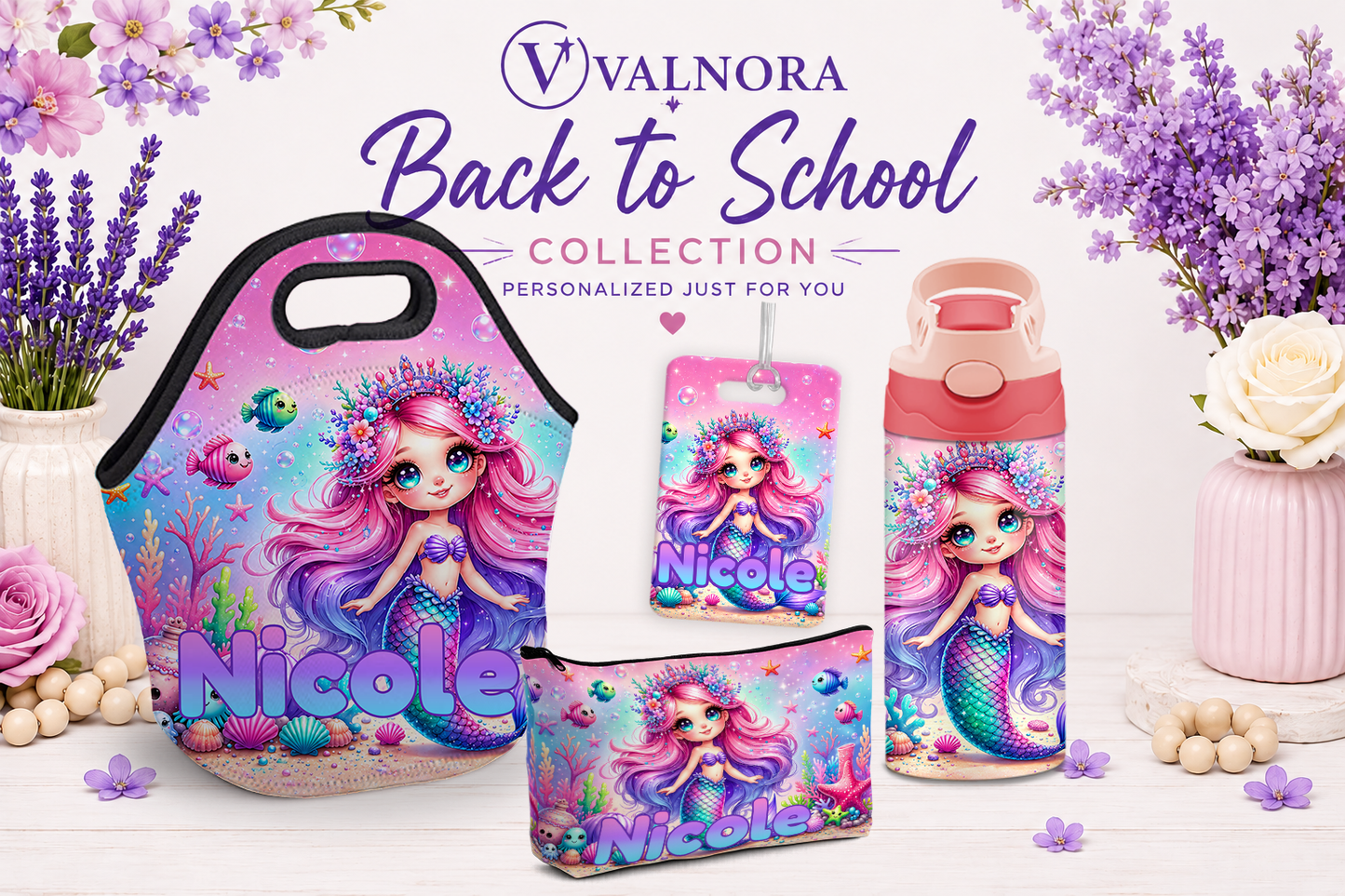 Mermaid Back to School Bundle | 4-Piece Personalized School Set