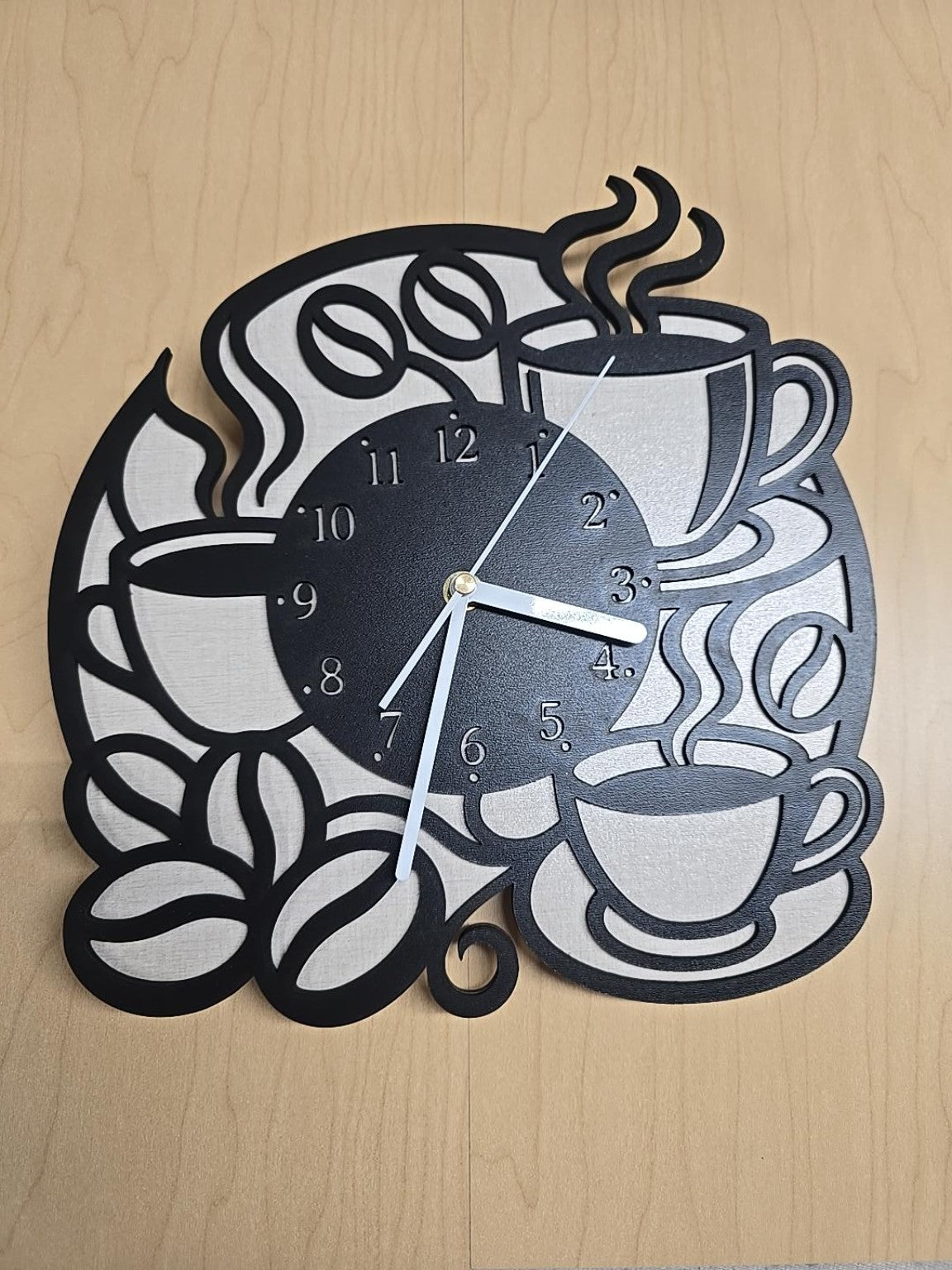 Coffee Wall Clock – Handmade Wood Decor